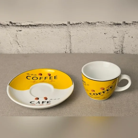 Vintage Café Coffee Cups & Saucers Set of 6 Multicolor Espresso Style - Picture 8 of 12